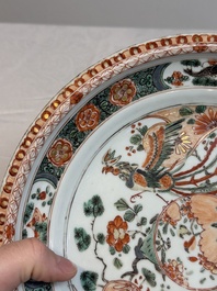 A Chinese famille verte 'phoenixes' dish, Kangxi