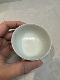 A Chinese blue-glazed cup, Daoguang mark and of the period