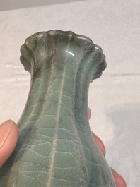 A Chinese Longquan celadon lobed vase, Southern Song