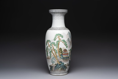 Four Chinese famille rose vases, Qianlong mark, 20th C.