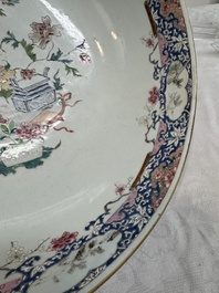 A Chinese famille rose 'antiquities' punch bowl, Qianlong