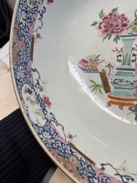 A Chinese famille rose 'antiquities' punch bowl, Qianlong