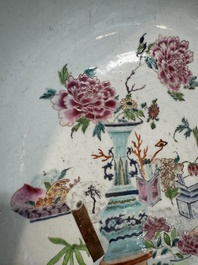 A Chinese famille rose 'antiquities' punch bowl, Qianlong