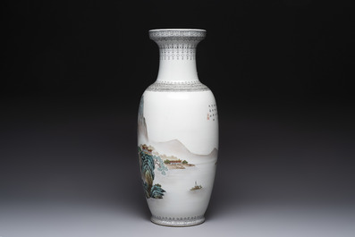 Four Chinese famille rose vases, Qianlong mark, 20th C.