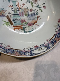 A Chinese famille rose 'antiquities' punch bowl, Qianlong
