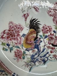 A Chinese famille rose 'rooster' dish, Yongzheng
