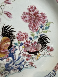A Chinese famille rose 'rooster' dish, Yongzheng