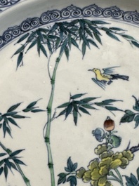 A Chinese doucai 'bird and flowering branches' dish, Yongzheng
