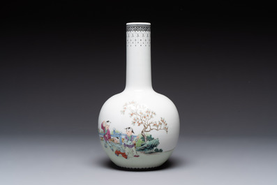 Four Chinese famille rose vases, Qianlong mark, 20th C.