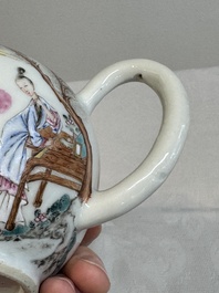 A Chinese famille rose gilt-decorated teapot and cover with figural design, Yongzheng