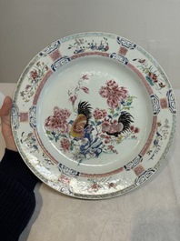 A Chinese famille rose 'rooster' dish, Yongzheng