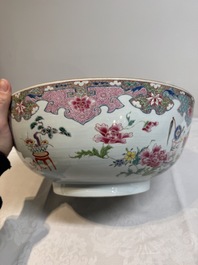 A Chinese famille rose 'antiquities' punch bowl, Qianlong