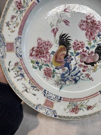 A Chinese famille rose 'rooster' dish, Yongzheng