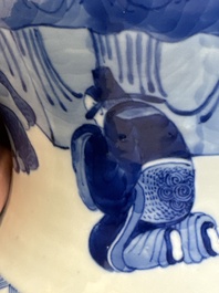 A Chinese blue and white vase with narrative design, 19th C.
