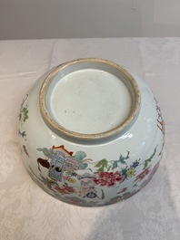 A Chinese famille rose 'antiquities' punch bowl, Qianlong