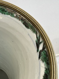 A Chinese famille verte gilt-bronze-mounted 'yenyen' vase with pheasants among flowering branches, Kangxi