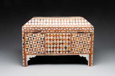 A rare and fine Ottoman mother-of-pearl and tortoiseshell-inlaid casket, 18/19th C.