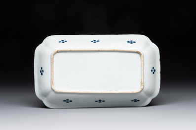 A pair of Chinese blue and white 'herring' dishes, Qianlong