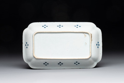 A pair of Chinese blue and white 'herring' dishes, Qianlong
