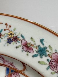 A pair of Chinese famille rose 'mandarin subject' plates, Qianlong