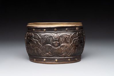 A Dutch gilt-brass mounted pressed baleen casket, Herman Doomer, 17th C.