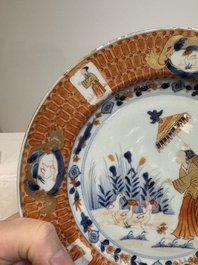 A Chinese Imari-style 'Parasol Ladies' plate after Cornelis Pronk, Qianlong