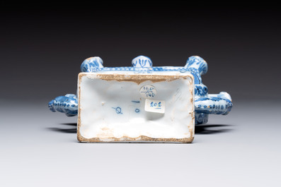 A blue and white Dutch Delft heart-shaped tulip vase, late 17th C.