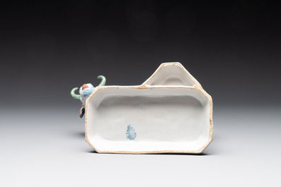 A pair of unusual polychrome Dutch Delft milking groups, 18th C.