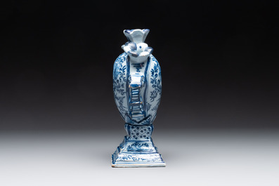 A pair of blue and white German Delftware heart-shaped tulip vases, 18th C.