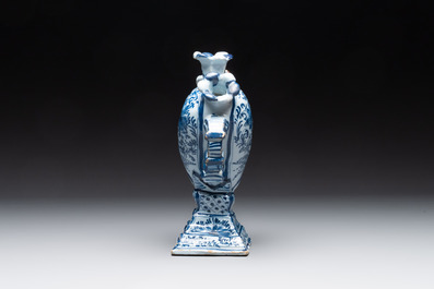 A pair of blue and white German Delftware heart-shaped tulip vases, 18th C.