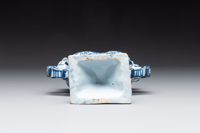 A pair of blue and white German Delftware heart-shaped tulip vases, 18th C.