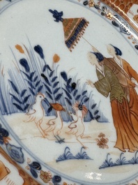 A Chinese Imari-style 'Parasol Ladies' plate after Cornelis Pronk, Qianlong