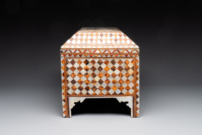 A rare and fine Ottoman mother-of-pearl and tortoiseshell-inlaid casket, 18/19th C.