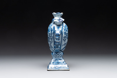 A pair of blue and white German Delftware heart-shaped tulip vases, 18th C.