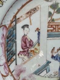 A pair of Chinese famille rose 'mandarin subject' plates, Qianlong