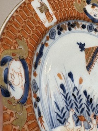 A Chinese Imari-style 'Parasol Ladies' plate after Cornelis Pronk, Qianlong