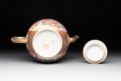 A Chinese Canton famille rose 'mandarin subject' teapot, Qianlong