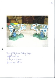 A pair of unusual polychrome Dutch Delft milking groups, 18th C.
