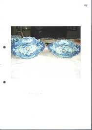 A pair of blue and white Dutch Delft strainers, 18th C.