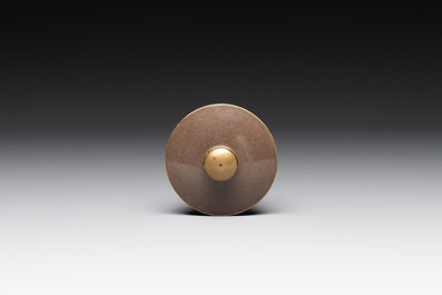 Three Chinese Thai market polished Yixing stoneware teapots with brass mounts, 19th C.