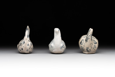 Three Annamese or Vietnamese blue and white fish-form water droppers, 15/16th C.