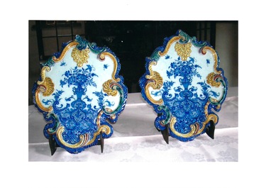 A pair of polychrome Dutch Delft mixed technique 'flower vase' plaques, ca. 1750