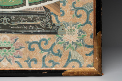 Chinese school: 'An official's wife of the 4th rank', ink and colour on paper, 19th C.