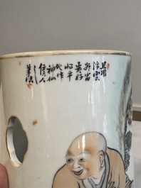 A Chinese qianjiang cai 'immortal and poem' hat stand, 19/20th C.