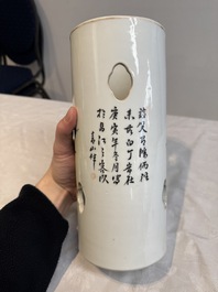 A Chinese qianjiang cai 'immortal and poem' hat stand, 19/20th C.
