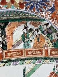 A pair of Chinese verte-Imari 'The Yang family female generals 楊門女將' dishes, Kangxi