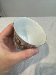 Six fine Chinese famille rose 'Xi Xiang Ji' cups and saucers, Xianfeng mark and of the period