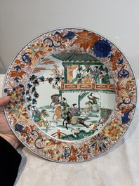 A pair of Chinese verte-Imari 'The Yang family female generals 楊門女將' dishes, Kangxi