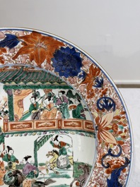 A pair of Chinese verte-Imari 'The Yang family female generals 楊門女將' dishes, Kangxi