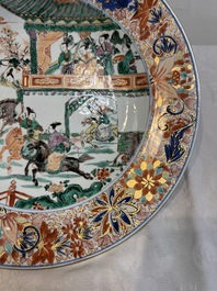 A pair of Chinese verte-Imari 'The Yang family female generals 楊門女將' dishes, Kangxi